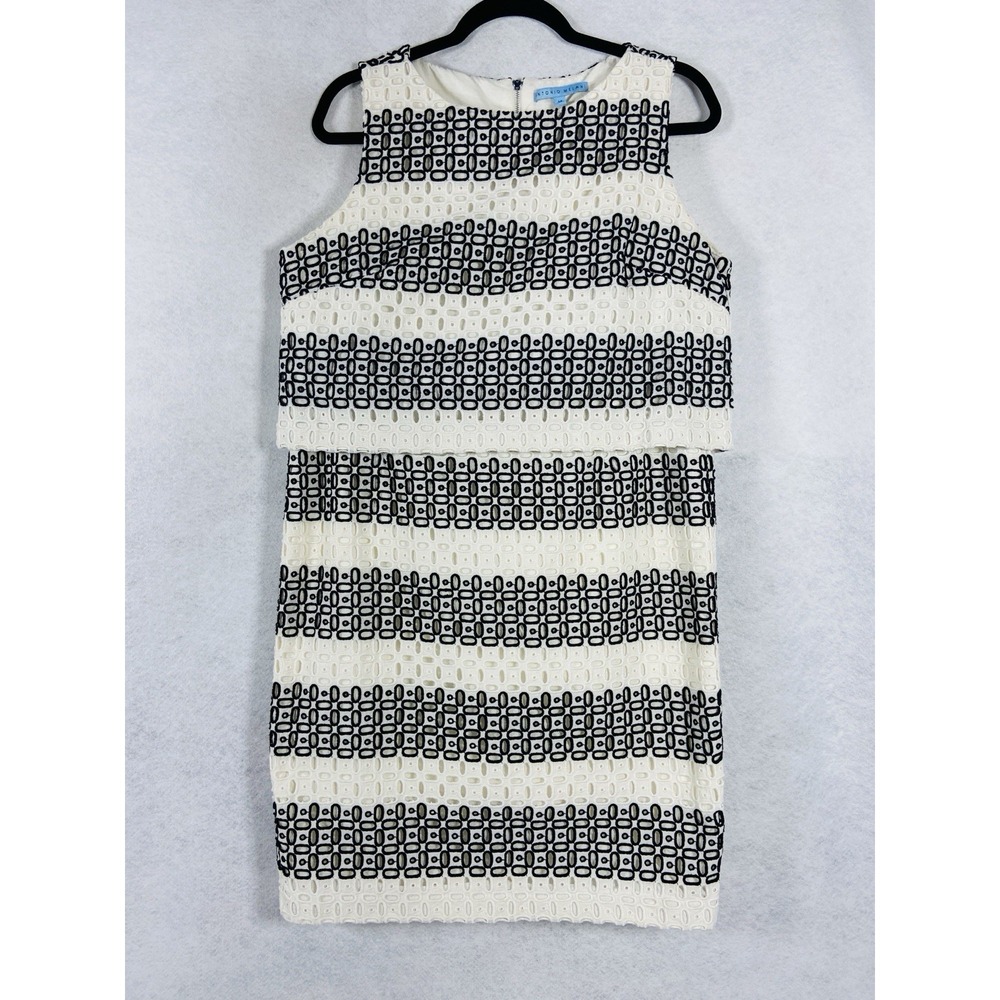 Antonio Melani 2PC Skirt Set Women's 14 Black White Sleeveless Y2K Eyelete Luxe